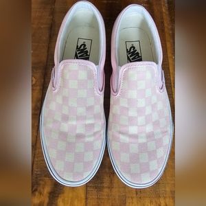 Vans Checkerboard Slip-ons, pink and cream, women's size 8